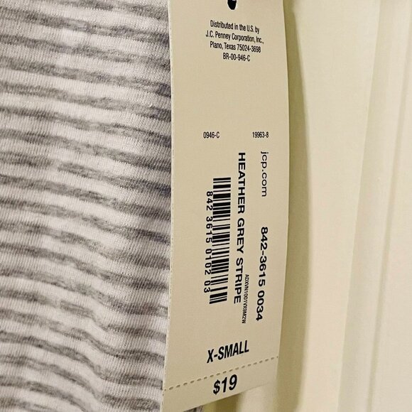 A.n.a A New Approach Womens T Shirt Heather Grey‎ Stripe Size  XS - Picture 7 of 8